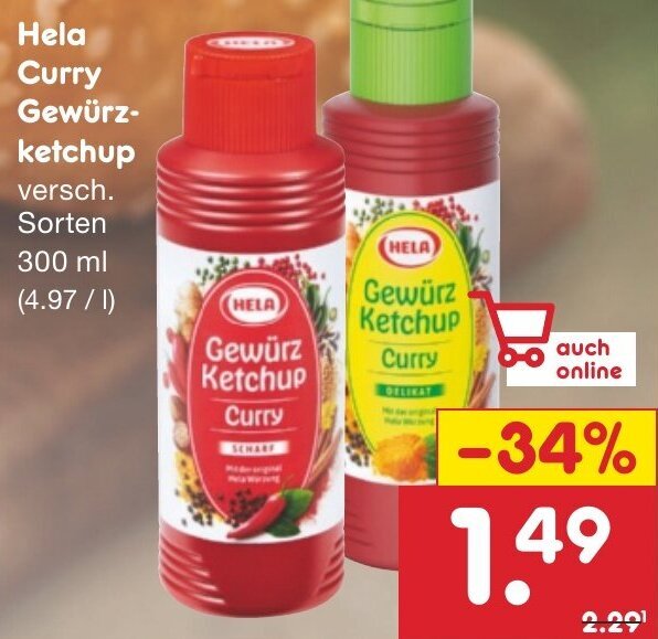 Hela Curry Gewürzketchup 300 ml Angebot bei Netto MarkenDiscount