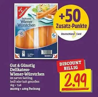 NP Discount Gut & Günstig Delikatess- Wiener-würstchen Angebot