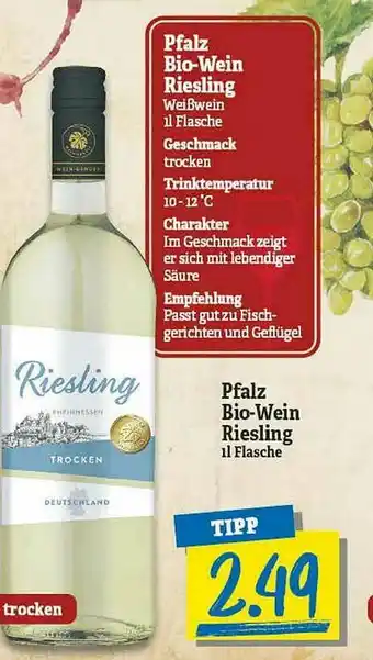 NP Discount Pflaz Bio- Wein Riesling Angebot