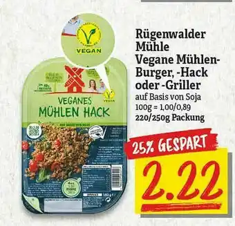 NP Discount Rügenwalder Mühle Vegane Mühlen-burger -hack Oder -griller Angebot