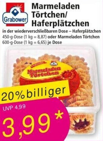 Norma Grabower Marmeladen Törtchen/ Haferplätzchen Angebot