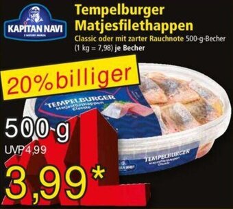 Norma KAPITAN NAVI Tempelburger Matjesfilethappen 500 g Angebot