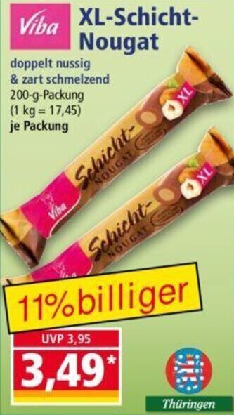 Norma Viba XL Schicht Nougat 200 g Packung Angebot