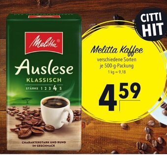 CITTI Markt Melitta Kaffee 500g Angebot