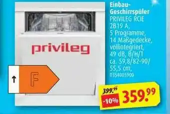 ROLLER Einbau-geschirrspüler Privileg Angebot