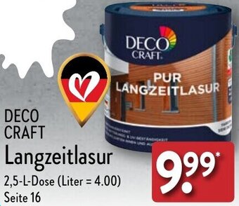 Aldi Nord DECO CRAFT Langzeitlasur 2,5 L Dose Angebot