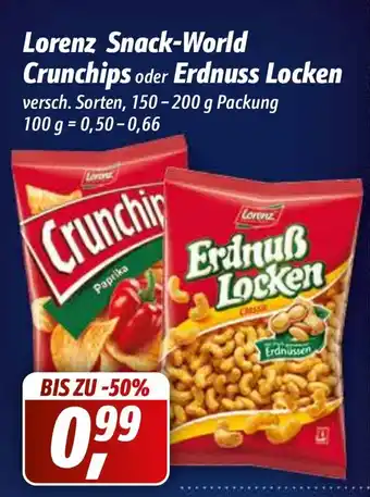 Simmel Lorenz Snack World Crunchips oder Erdnuss Locken 150-200g Angebot