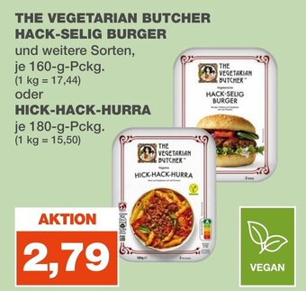 mein real THE VEGETARIAN BUTCHER HACK-SELIG BURGER je 160-g-Pckg o. HICK-HACK-HURRA 180g Angebot