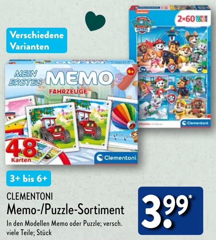 CLEMENTONI Memo/PuzzleSortiment Angebot bei Aldi Nord