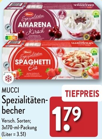 Aldi Nord MUCCI Spezialitätenbecher 3x170 ml Packung Angebot