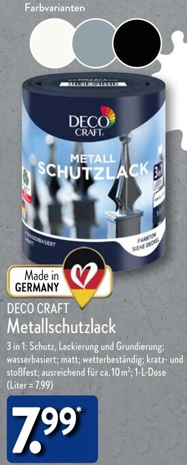 Aldi Nord DECO CRAFT Metallschutzlack 1 L Dose Angebot