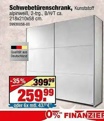 SB Lagerkauf Schwebetürenschrank Angebot