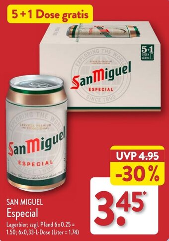 Aldi Nord SAN MIGUEL Especial 6x0,33 L Dose Angebot