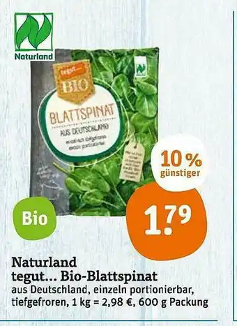 tegut Naturland Bio-blattspinat Angebot