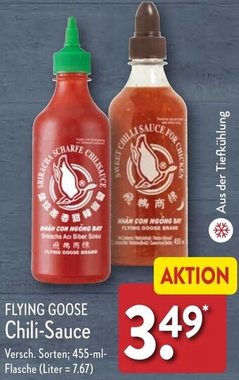 Aldi Nord FLYING GOOSE Chili-Sauce 455 ml Flasche Angebot