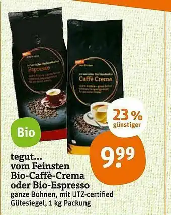 tegut Bio-caffè-crema Oder Bio-espresso Angebot