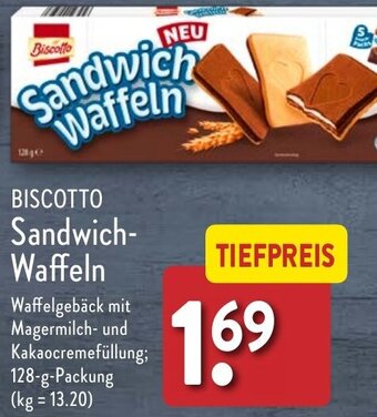 Aldi Nord BISCOTTO Sandwich Waffeln 128 g Packung Angebot