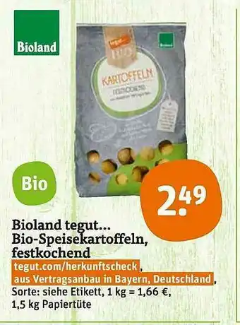 tegut Bioland Bio-speisekartoffeln Festkochend Angebot