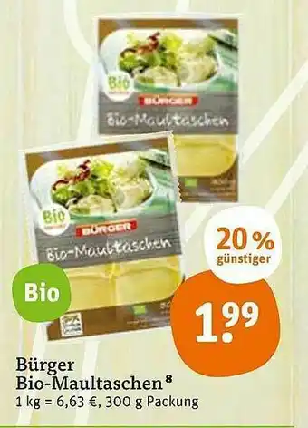 tegut Bürger Bio-maultaschen Angebot