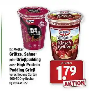 Wasgau Dr. Oetker Grütze, Sahne-oder Grießpudding Oder High Protein Pudding Grieß Angebot