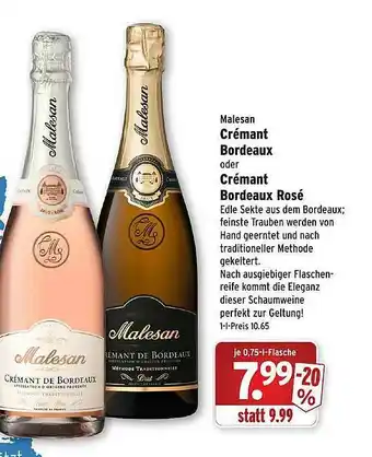 Wasgau Malesan Crémant Bordeaux Oder Crémant Bordeaux Rosé Angebot