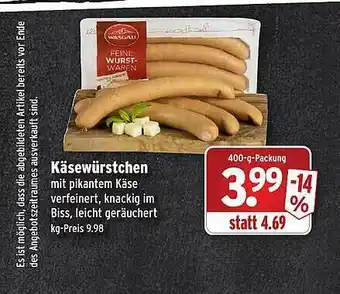 Wasgau Käsewürstchen Angebot