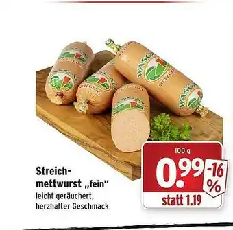 Wasgau Streichmettwurst „fein” Angebot