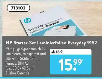 Aldi Süd Hp Starter-set Laminierfolien Everyday 9152 Angebot