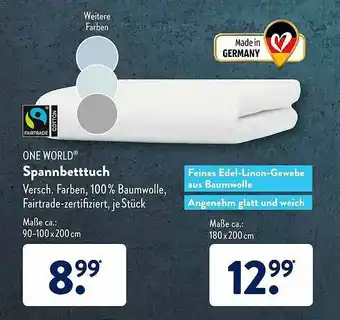 Aldi Süd One World Spannbetttuch Angebot