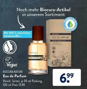Aldi Süd Biocura Nature Eau De Parfum Angebot