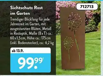Aldi Süd Sichtschutz Rost Im Garten Angebot