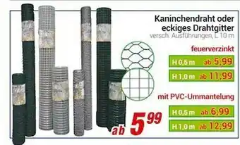 CENTERSHOP Kaninchendraht Oder Eckiges Drahtgitter Angebot