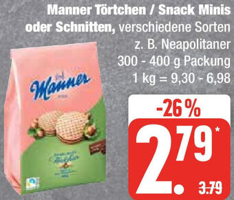 Marktkauf Manner Törtchen / Snack Minis oder Schnitten 300-400 g Packung Angebot