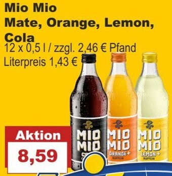 Bilgro Mio Mio Mate, Orange, Lemon, Cola 12x0,5 L Angebot