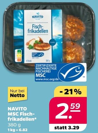 NETTO NAVITO MSC Fischfrikadellen* 380 g Angebot