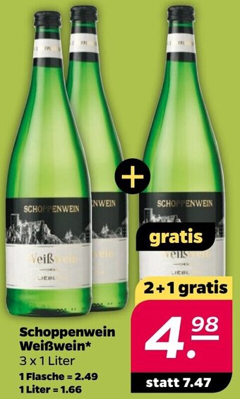 NETTO Schoppenwein Weißwein* 3 x 1 Liter Angebot