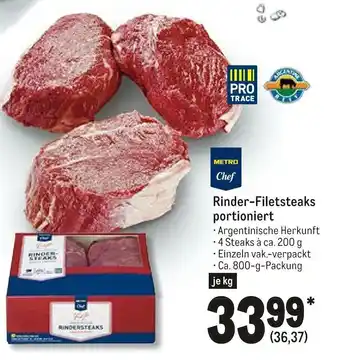 METRO Rinder Filetsteaks portioniert 800g Angebot