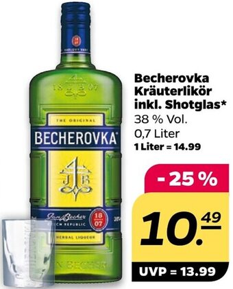 NETTO Becherovka Kräuterlikör inkl. Shotglas* 0,7 Liter Angebot