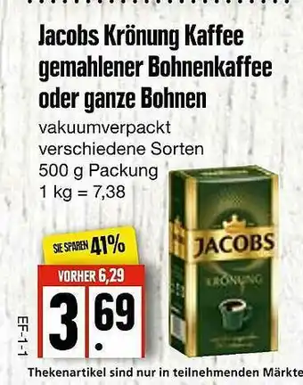 Edeka Frischemarkt Jacobs Krönung Kaffee Gemahlener Bohnenkaffee Oder Ganze Bohnen Angebot