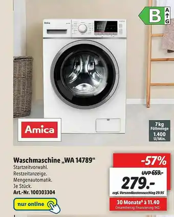 Lidl Amica Waschmaschine Wa14789 Angebot