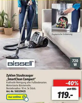 Lidl Bissell Zyklon Staubsauger „smartclean Compact” Angebot