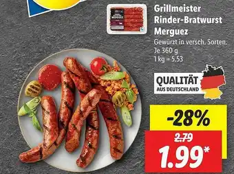 Lidl Grillmeister Rinder-bratwurst Merguez Angebot