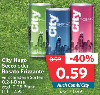 Combi City Hugo Secco oder Rosato Frizzante 0,2-L-Dose Angebot