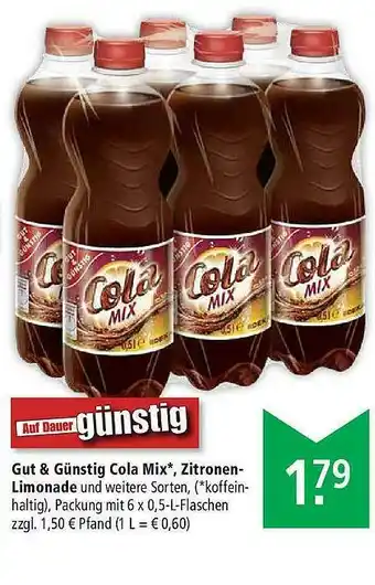 Marktkauf Gut & Günstig Cola Mix, Zitronen-limonade Angebot