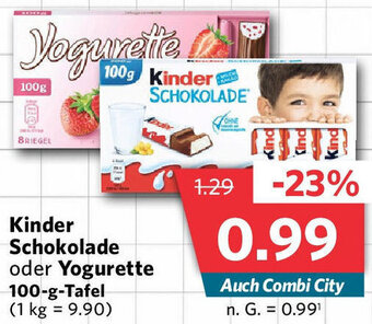 Combi Kinder Schokolade oder Yogurette 100-g-Tafel Angebot