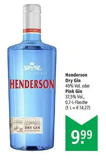 Marktkauf Henderson Dry Gin Oder Pink Gin Angebot