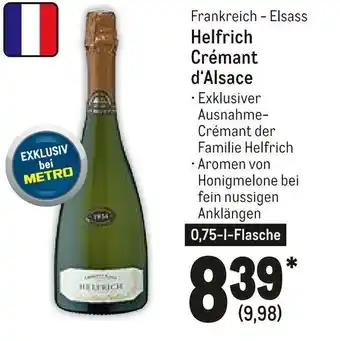 METRO Frankreich-Elsass Helfrich Crémant d'Alsace 0,75L Angebot