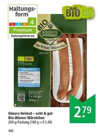 Marktkauf Unsere Heimat Bio-wiener Würstchen Angebot