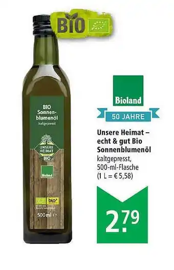 Marktkauf Unsere Heimat Bio Sonnenblumenöl Angebot