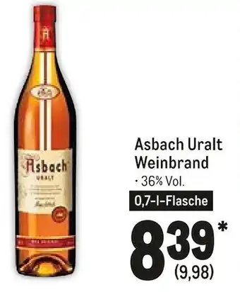 METRO Asbach Uralt Weinbrand 0,7L Angebot